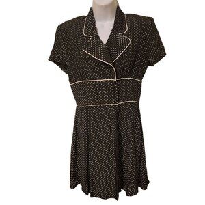 My Michelle‎ 7/8 Black White Polka Dot Midi Dress Collar Double Breasted Cosplay